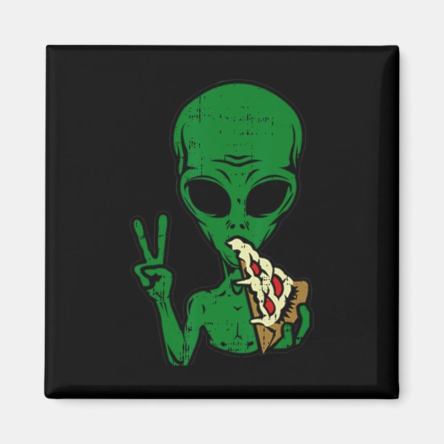Aimant Pizza Alien Manger Paix Amusants Espace Espace-51  (Devant)