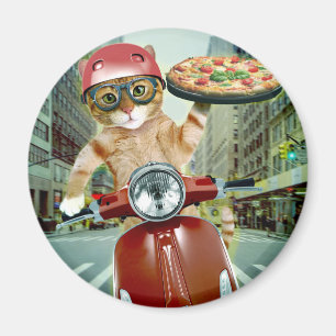 Aimant Pizza cat - chat - livraison de pizza