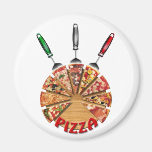 Aimant Pizza d'aimant sur la planche à découper