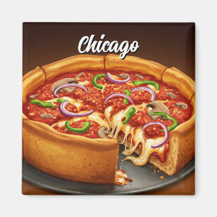 Aimant Pizza de Chicago Deep Dish