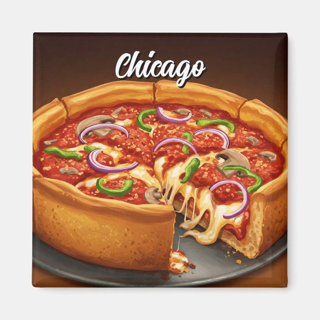Aimant Pizza de Chicago Deep Dish (Devant)