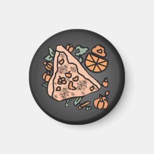Aimant Pizza rétro avec torsion Citrouille