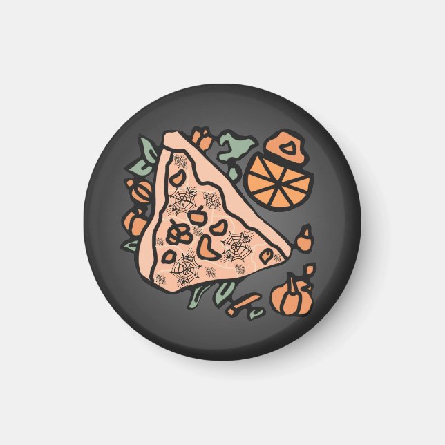 Aimant Pizza rétro avec torsion Citrouille (Devant)