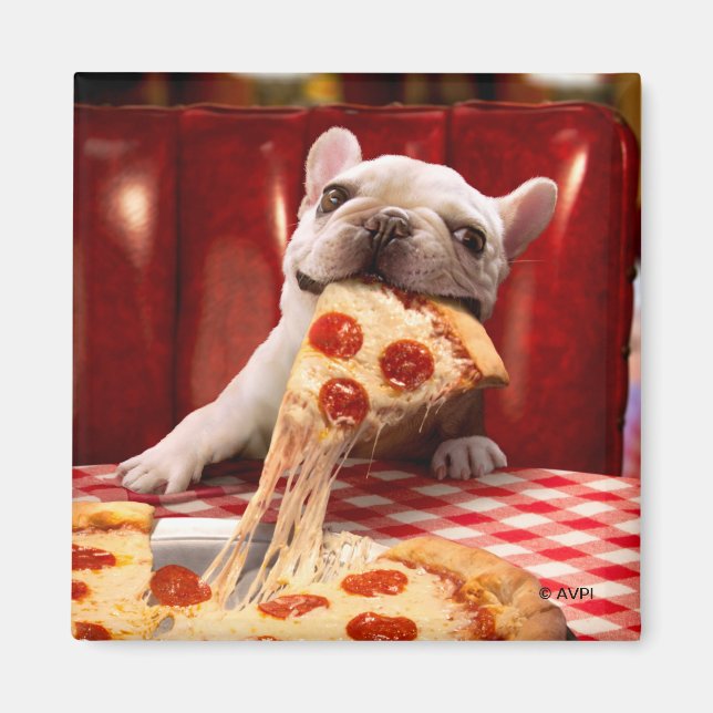 Aimant Pizza Slice mangeur de chien (Devant)