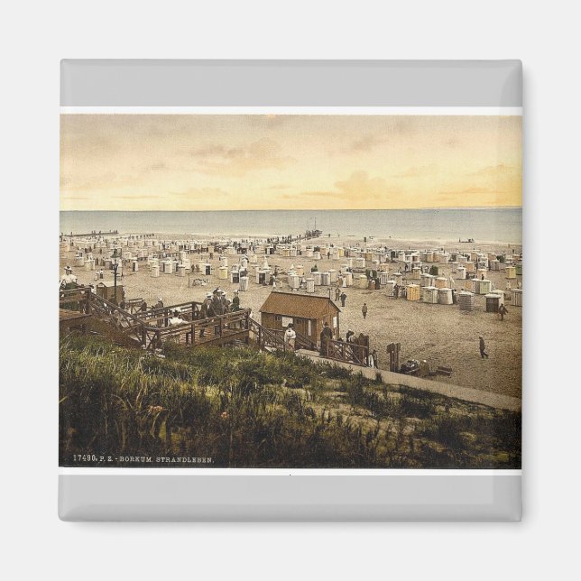 Aimant Plage, Borkum, Schleswig-Holstein, Allemagne rare  (Devant)