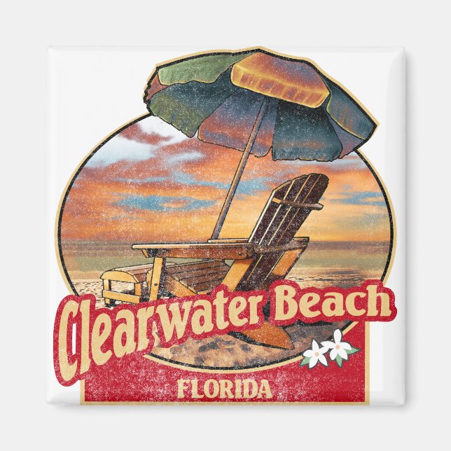 Aimant Plage Clearwater Floride Plage Vintage (Devant)