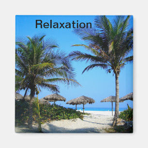 Aimant Plage de sable avec palmiers et une vue sur l'océa
