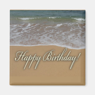 Aimant Plage de sable de joyeux anniversaire