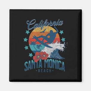 Aimant Plage de Santa Monica Californie Surf Vintage Vaca