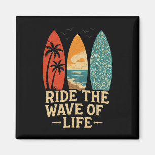 Aimant Plage de surf de palmier tropical Hawaï Planche de