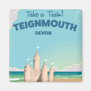 Aimant Plage de Teignmouth Devon Affiche de voyage vintag