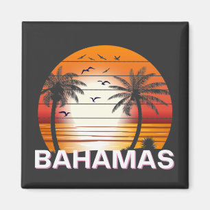 Aimant Plage d'été des palmiers Vintages Bahamas
