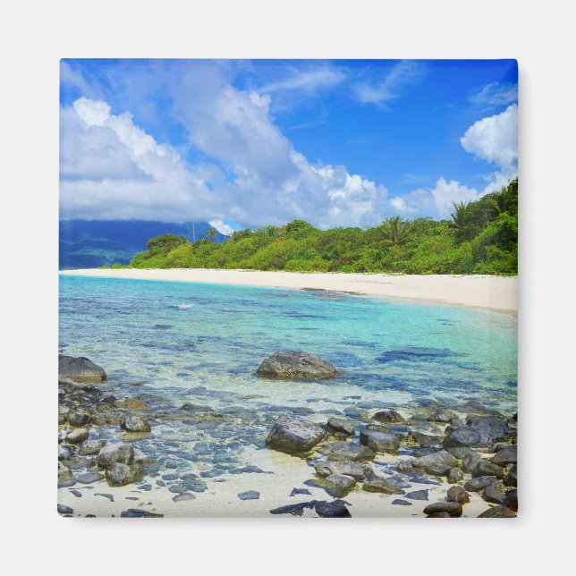 Aimant Plage rocheuse tropicale hawaïenne (Devant)