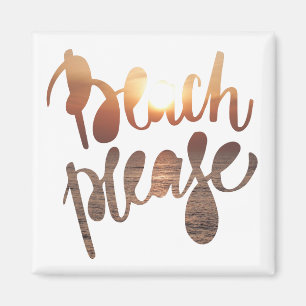 Aimant PLAGE S'IL VOUS PLAÎT Typographie amusante et ai