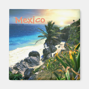 Aimant Plage tropicale de Mexico Beach Sunset Palm Island
