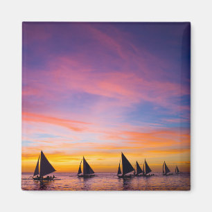 Aimant Plages tropicales   Sunset Sailboats, Phillipines
