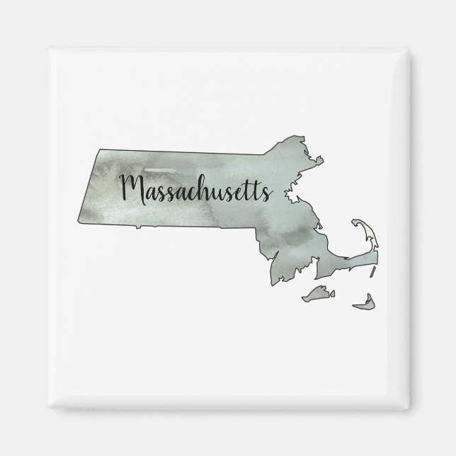 Aimant Plan de l'état de l'aquarelle du Massachusetts (Devant)