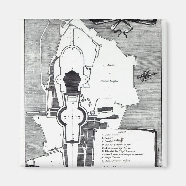 Aimant Plan de terrain du Vatican, Rome (Devant)