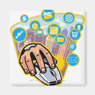 Aimant Plan rapproché de main sur la souris d'ordinateur