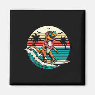 Aimant Planche de surf dinosaure drôle plage été surfant 