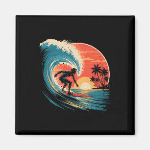 Aimant Planche de surf vintage rétro pour surfeur de plag