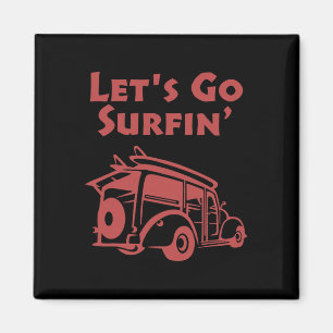 Aimant Planche de surf vintage sur station océan Pacifiqu