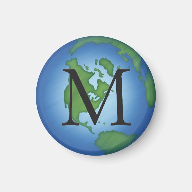 Aimant Planète verte Terre De l'environnement Monogramme (Devant)