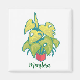 Aimant plante monstera pixelart, Pixel Art