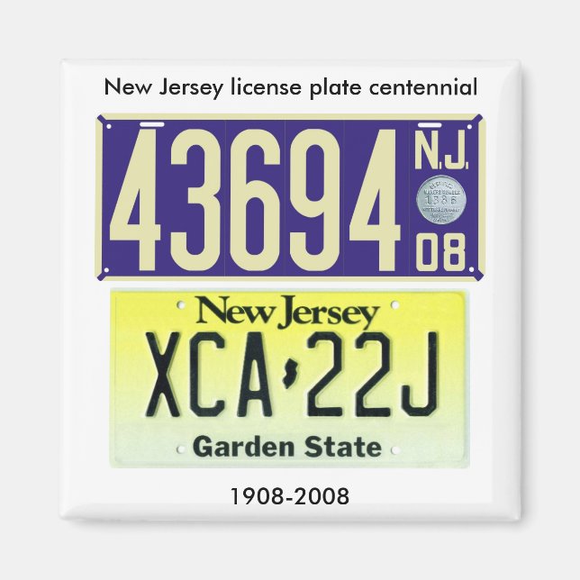 Aimant Plaque de licence du New Jersey Centennial (Devant)
