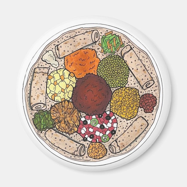 Aimant Plateau alimentaire éthiopien de Cuisine Injera Wa (Devant)