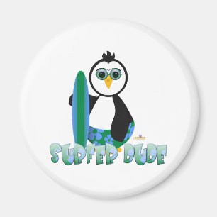 Aimant Plateau De Surf De Tenue De Pingouin Avec Surfer D
