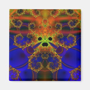 Aimant Pleurier  Art fractal bleu et jaune