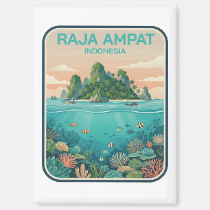 Aimant Plongée artistique vintage récif corallien Raja Am