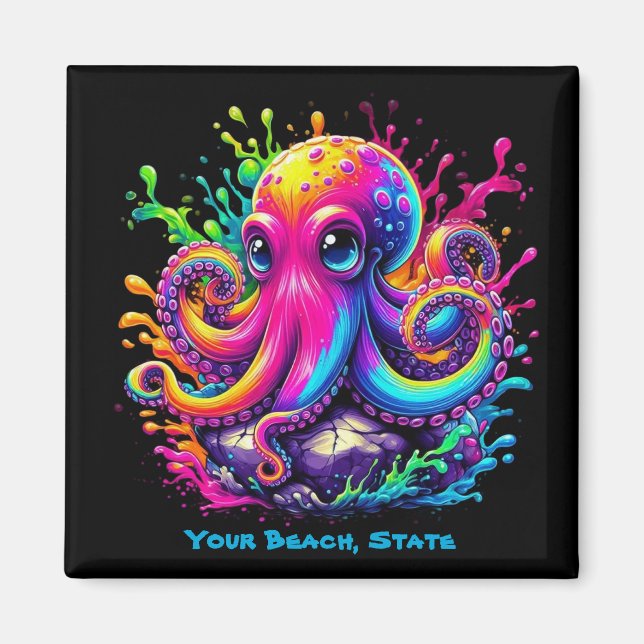 Aimant Plongée de pieuvre colorée (Devant)