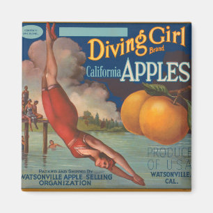 Aimant Plongée Fille Californie Pommes