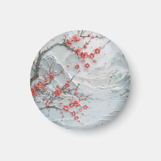 Aimant plum blossoms on snowy night