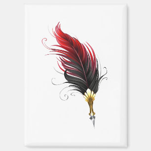 Aimant Plume rouge avec pointe en or