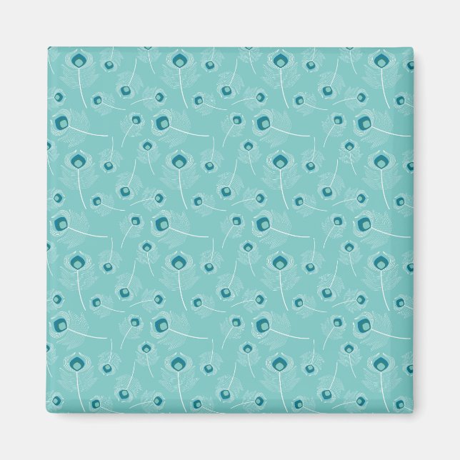 Aimant Plumes de paon turquoises (Devant)