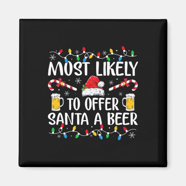 Aimant Plus susceptible d'offrir une bière au Père Noël A (Devant)