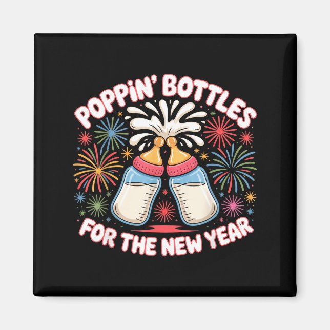 Aimant Pn Bottles For The New Year Funny Baby Milk Toast  (Devant)