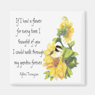 Aimant Poème d'ami avec chickadee et jardin de tournesol
