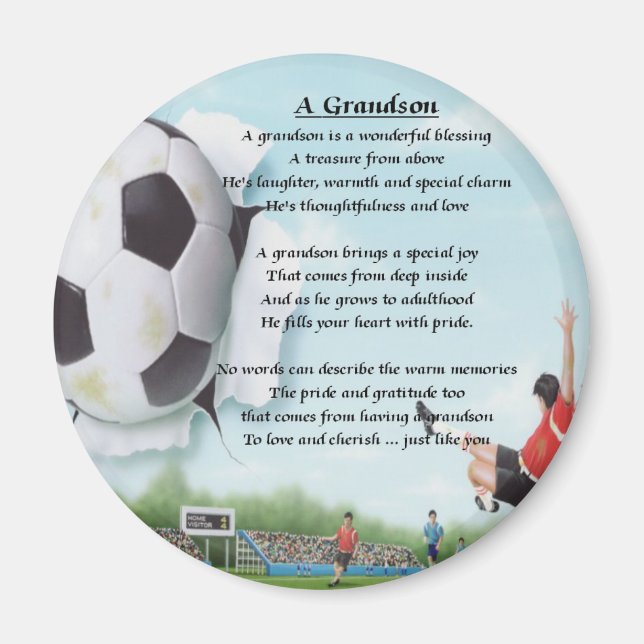 Aimant Poème de Football Grandson (Devant)