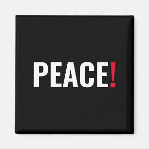Aimant Point d'exclamation de paix noir blanc rouge anti-