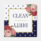 Points blancs bleu marine Floral Clean Lave-vaisse