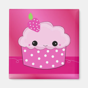 Aimant Points Fraise rose Cupcake