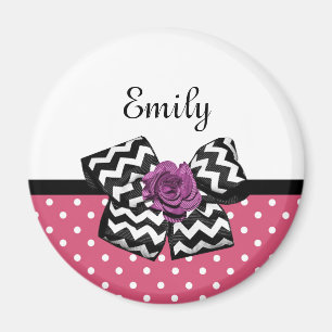 Aimant Points roses mignons Rose pourpre Chevron Bow et n