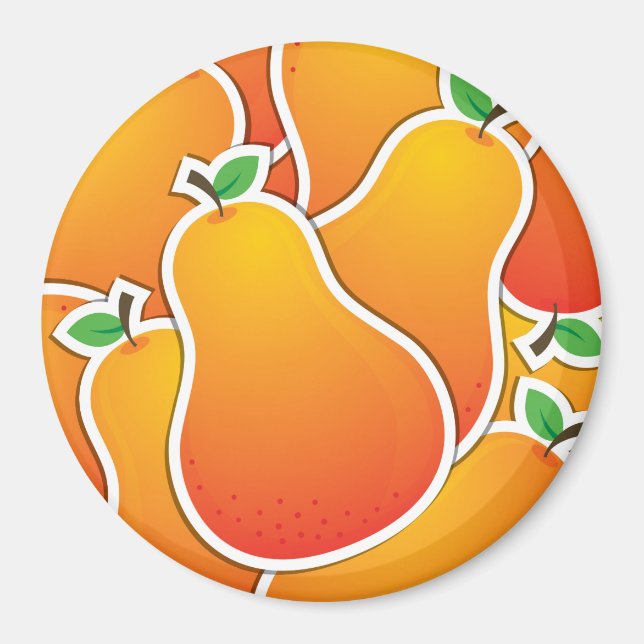 Aimant Poire orange funky (Devant)