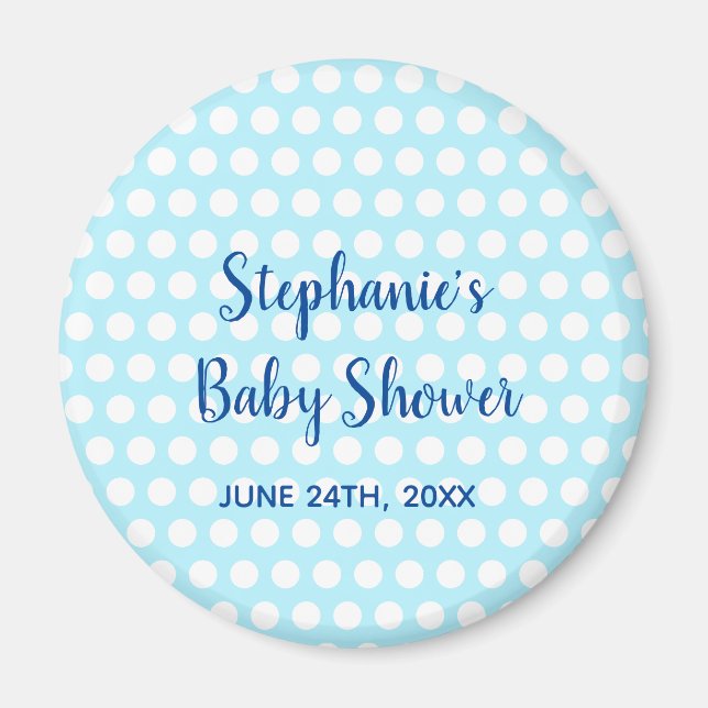 Aimant Pois blanc Turquoise Blue Girl Baby shower garçon (Devant)