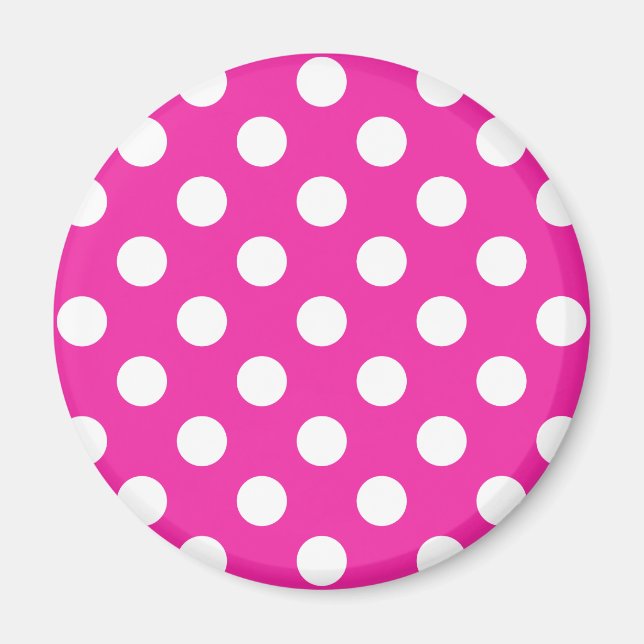 Aimant Pois blancs sur fuchsia (Devant)