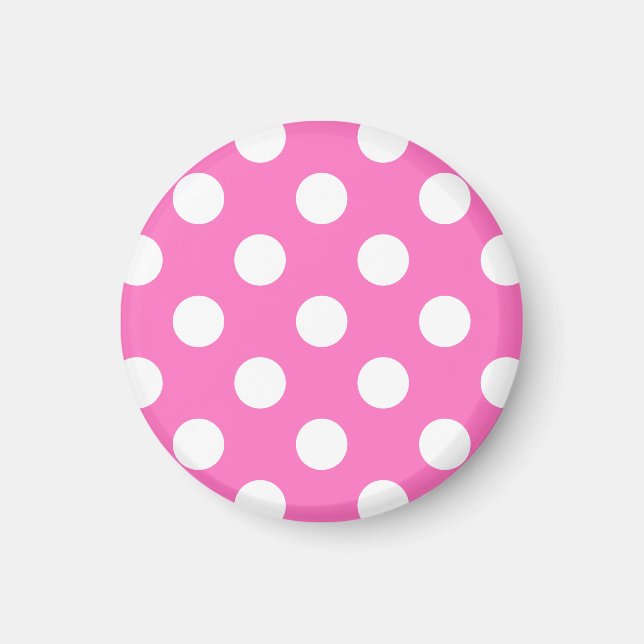 Aimant Pois blancs sur rose (Devant)
